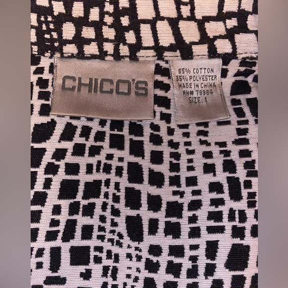 Chicos Women’s Windowpane Blazer/Jacket w/Pebble Pattern in BLK & OFF WHT SZ 1 - Picture 5 of 6